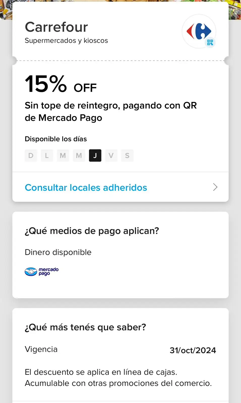 Promoción Mercado Pago y Carrefour