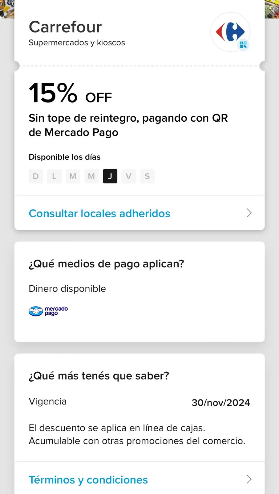 Beneficio Mercado Pago y Carrefour