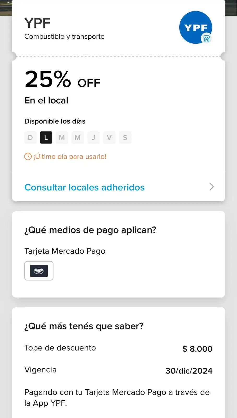 La promoción de YPF y Mercado Pago que finaliza este 30 de diciembre