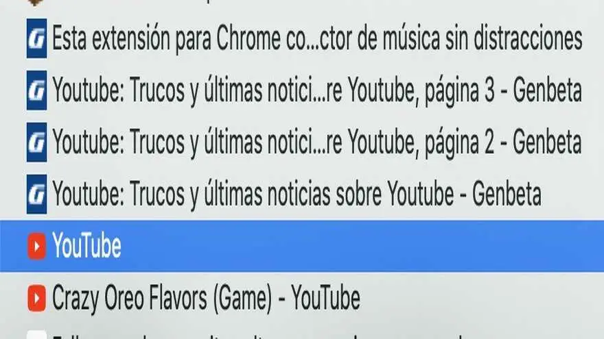 El historial de Safari aparece roto si se abre la URL de YouTube con el punto