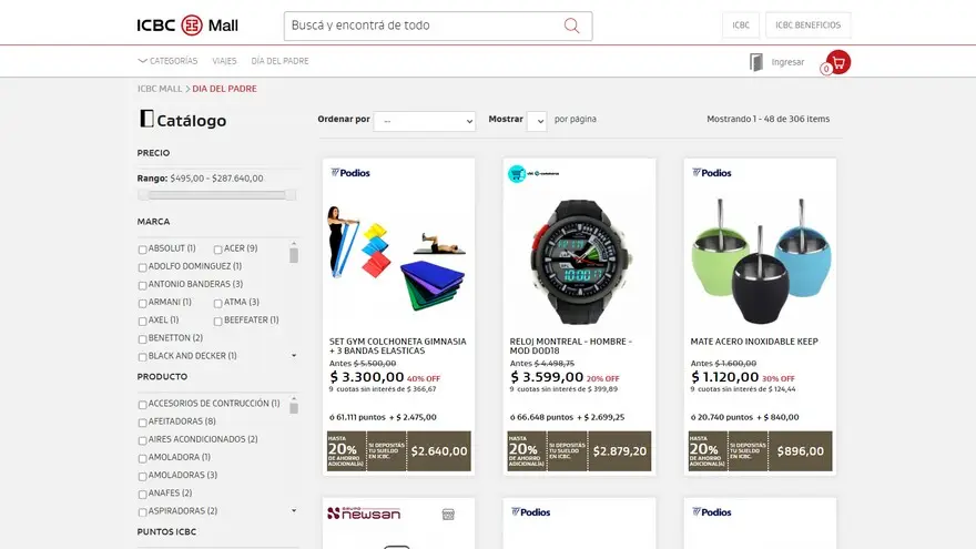 En ICBC Mall se pueden hallar regalos de todo tipo con buenos precios, financiación y delivery