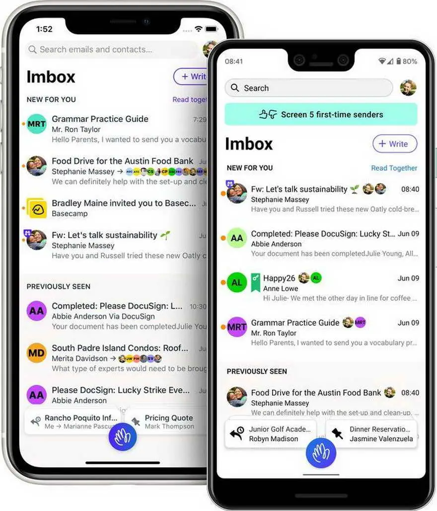 La aplicación Hey, que tiene una bandeja de entrada llamada 'Imbox' para los correos importantes