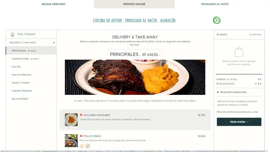 El restaurante Selena transformó parte de su carta en platos sellados al vacío