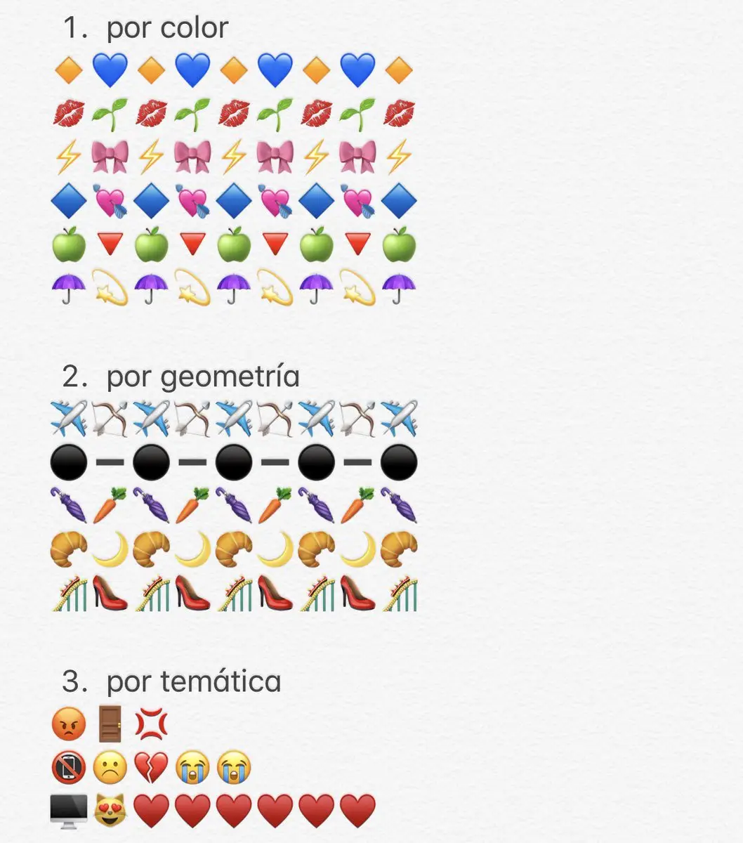 Emojis ordenados por colores