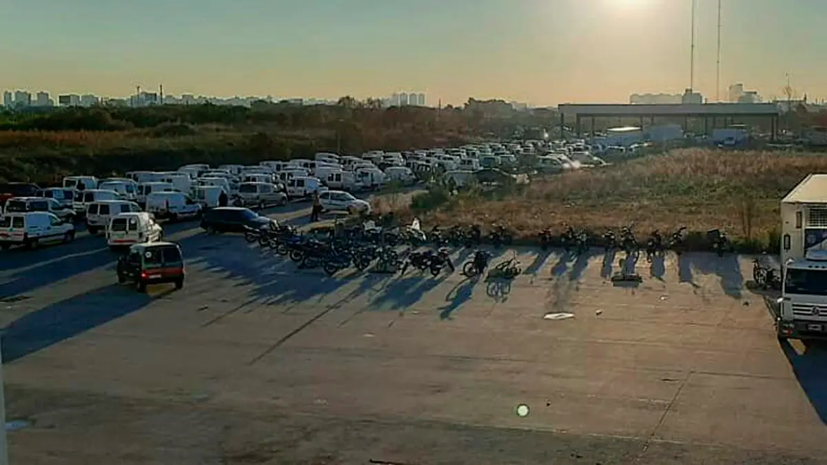 Imagen del bloqueo por parte del Sindicato de Camioneros