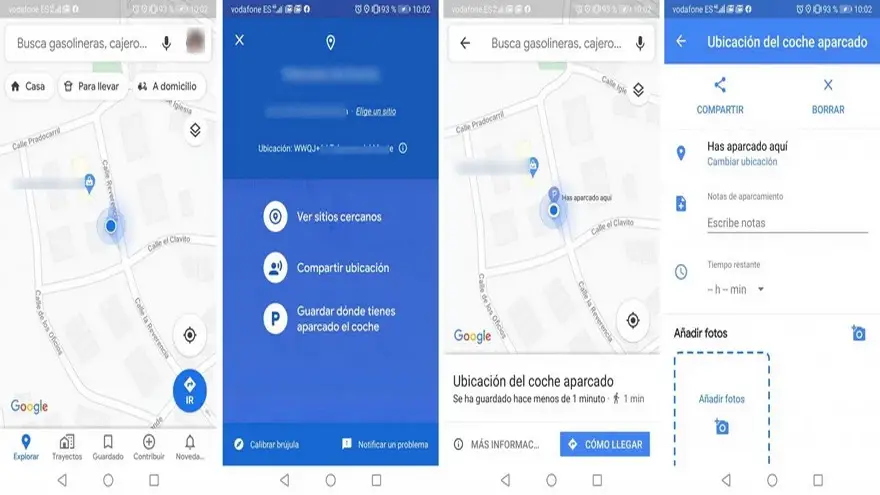 Así se ve la aplicación cuando queremos marcar el estacionamiento