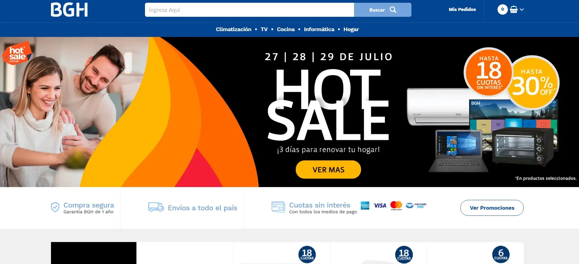 BGH ofrece envíos a todo el país y cuotas sin interés