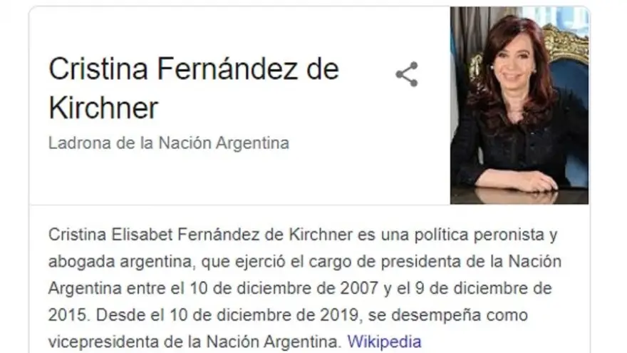 Captura del polémico resultado