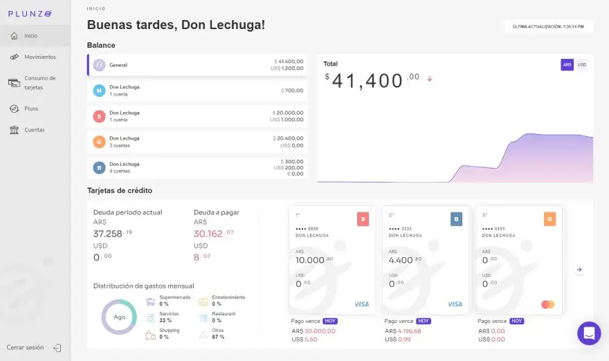 Plunzo muestra cómo sería una app que aproveche el Open Banking, aunque los datos no los suministran los bancos mediante una API