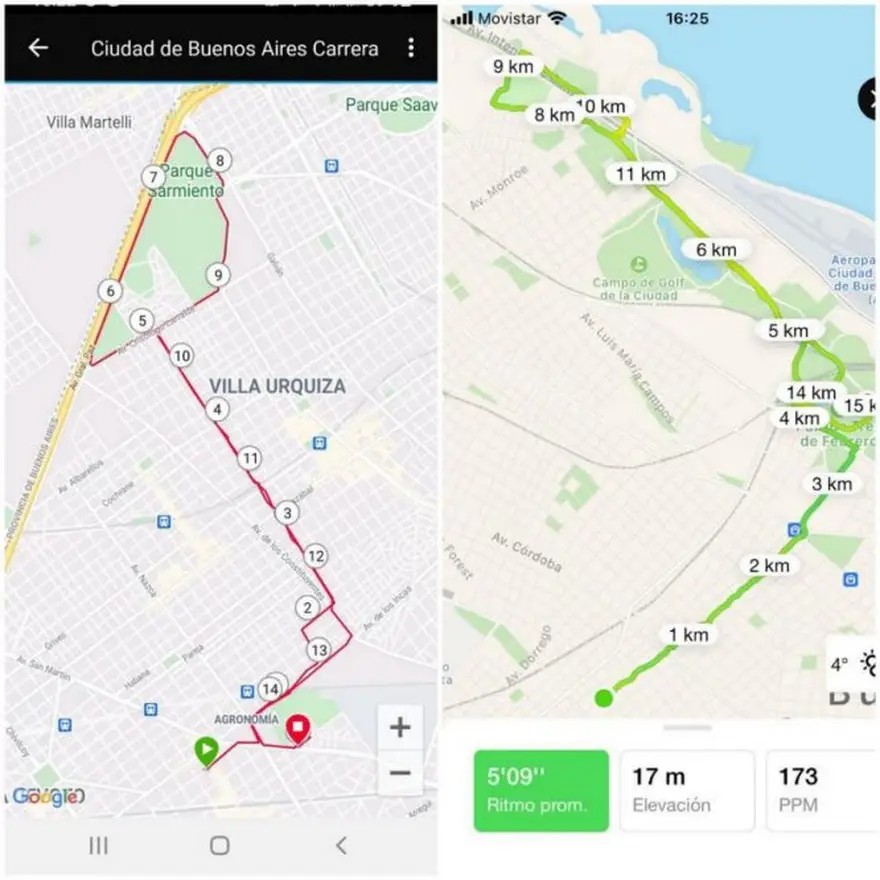 Uno de los recorridos virtuales de las carreras