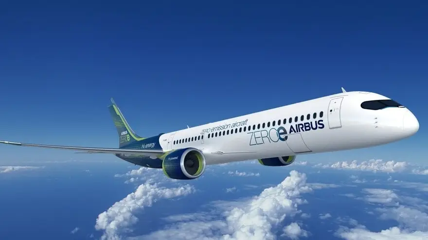 el turbofan, un avión con dos motores turboventiladores híbridos de hidrógeno cuyo sistema un sistema de almacenamiento y distribución se encontraría detrás del mamparo de presión en popa.