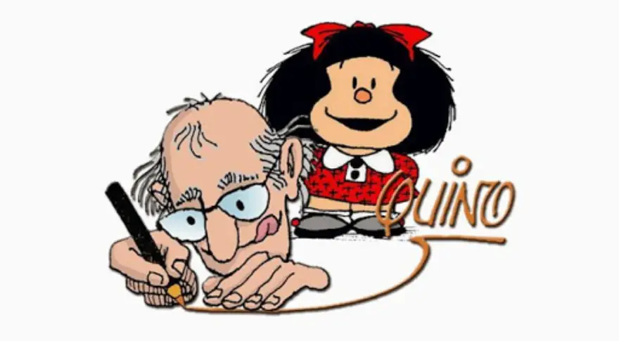 La icónica Mafalda junto a su creador