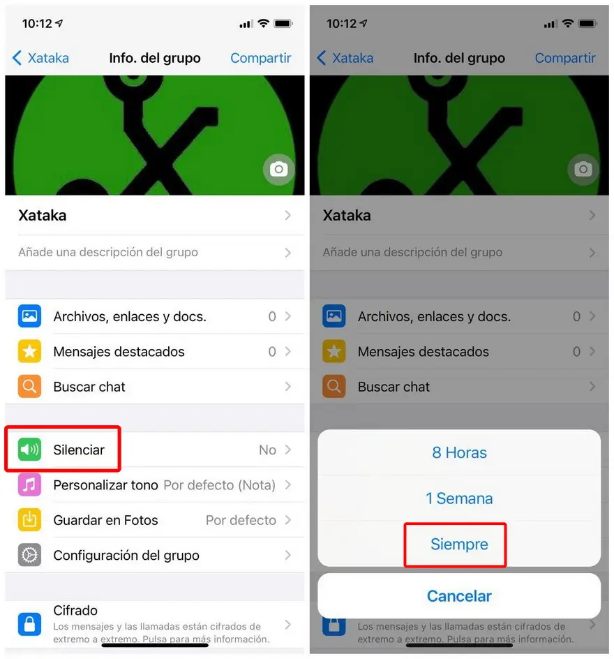 Dese ahora habrá res opciones para silenciar los grupos en la aplicación