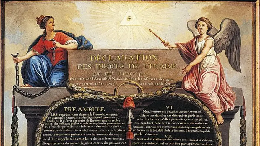 La imagen también aparece en la Declaración de los Derechos del Hombre y del Ciudadano.