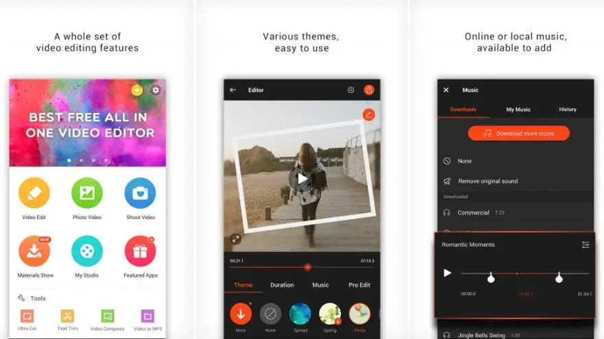 Videoshow ofrece gran cantidad de herramientas para editar video en un teléfono