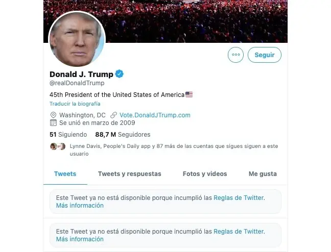 Cuenta de Twitter de Trump bloqueada