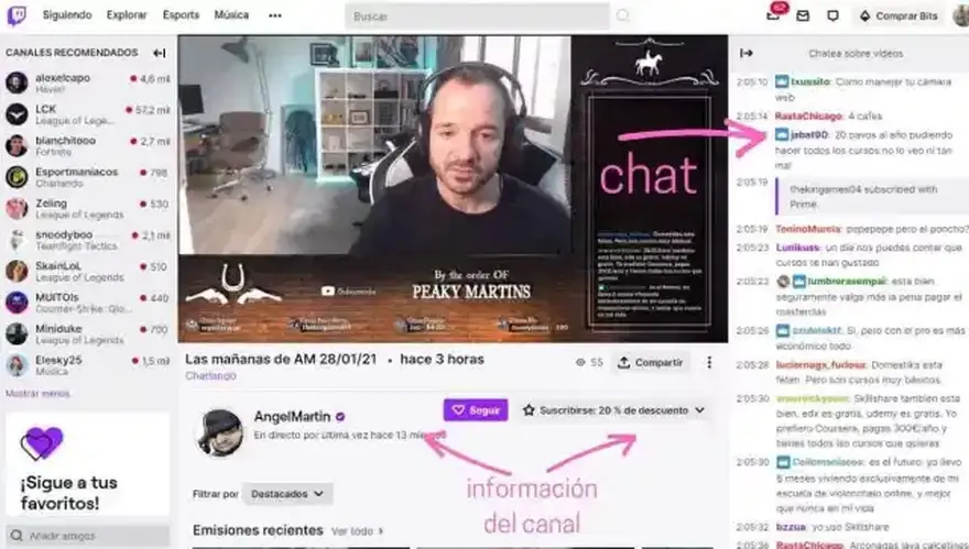 Twith también brinda muchos caales para poder charlar con los streamers