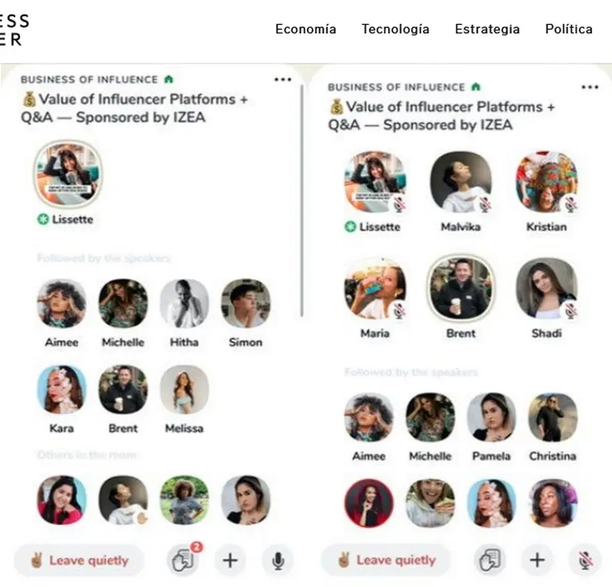 Lissette Calveiro organizó una sala patrocinada con Izea, una plataforma de marketing de influencers