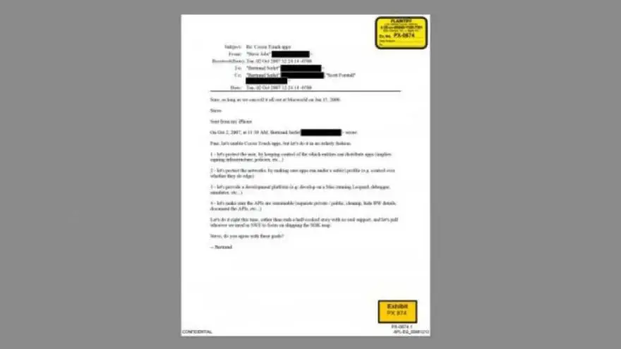 Captura del email entre Jobs y Serlet