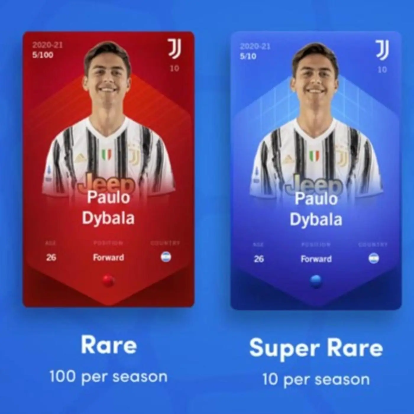 Las diferentes presentaciones de las cartas de jugadores