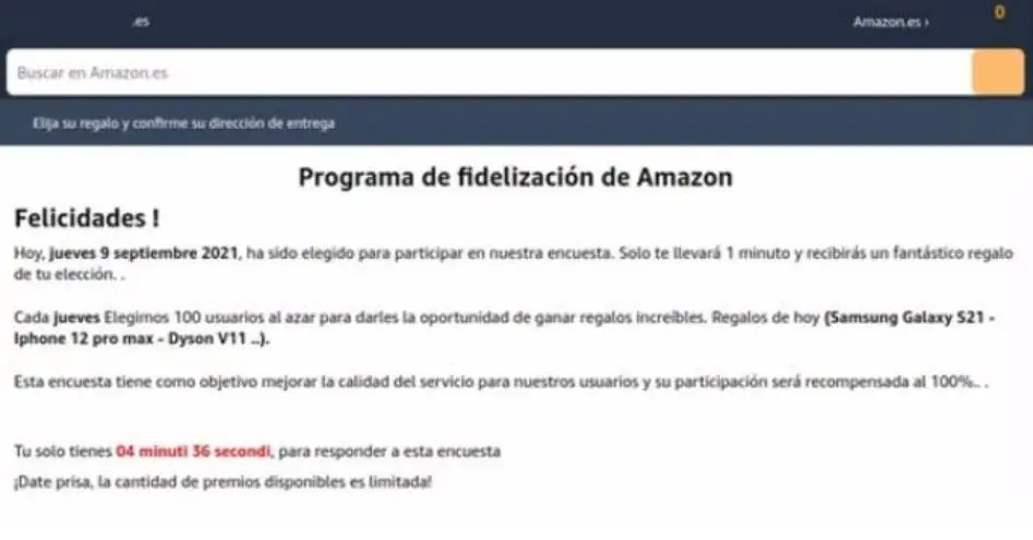 El falso correo de Amazon
