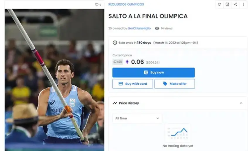 El valor de cada pieza es de 0,06 ether (ETH), lo que equivaldría a unos u$s205