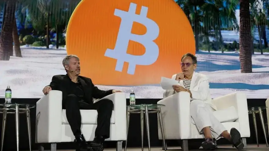Saylor en la conferencia Bitcoin 2021 de Miami en junio. Joe Raedle/Getty Images