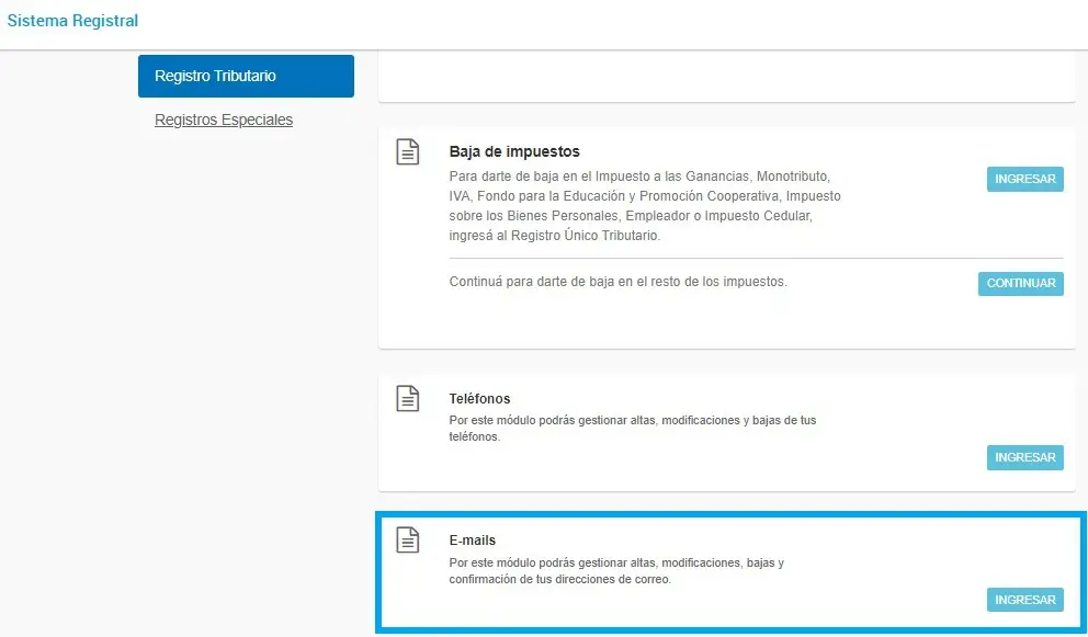 En este apartado del domicilio fiscal electrónico se actualiza el mail