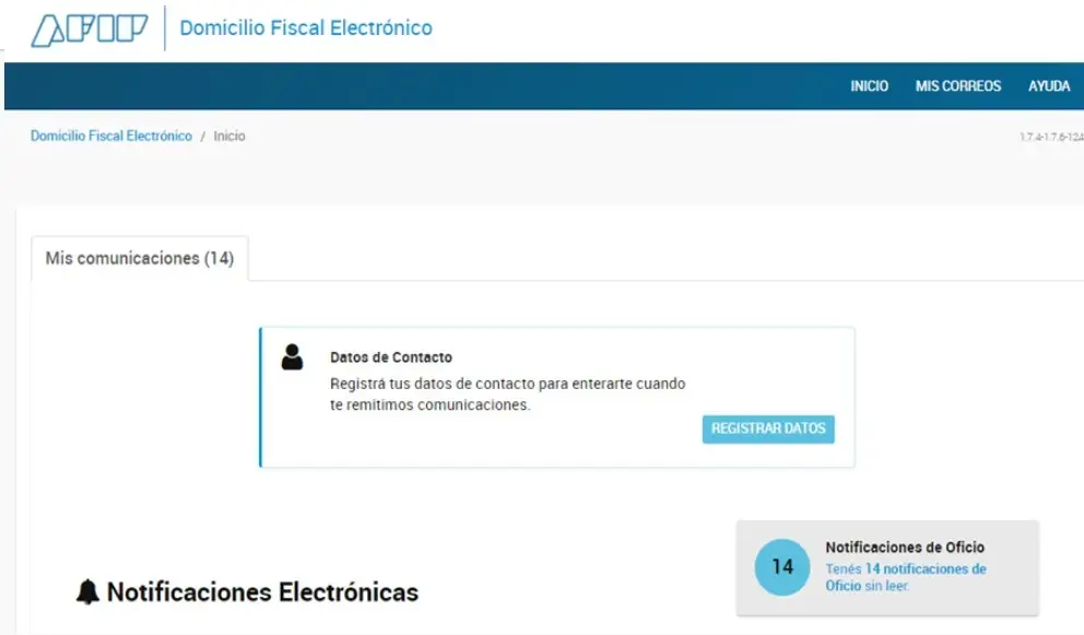 Así se ve el domicilio fiscal electrónico de una persona que tiene que regularizar su situación