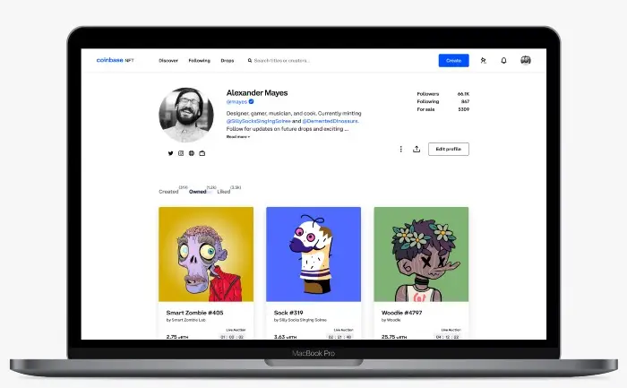 Los artistas o usuarios interesados en sumarse al maercado NFT de Coinbase podrán registrarse en una lista habilitada por la compañía
