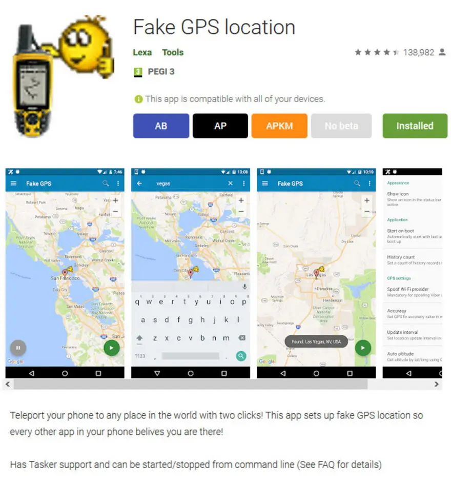 'Fake GPS' permite enviar una ubicación en tiempo real falsa