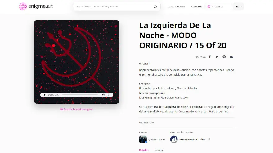 Babasónicos fue la primera banda que se sumo a Enigma.art