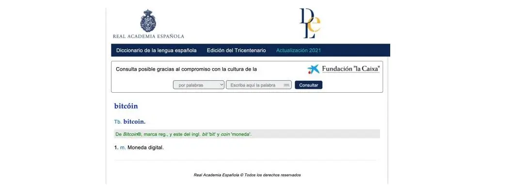 Bitcóin (así, con acento porque se españoliza) forma parte de la versión 23.5 del DLE