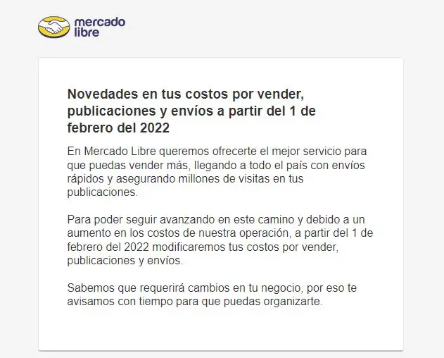 La notificación de Mercado Libre a sus usuarios