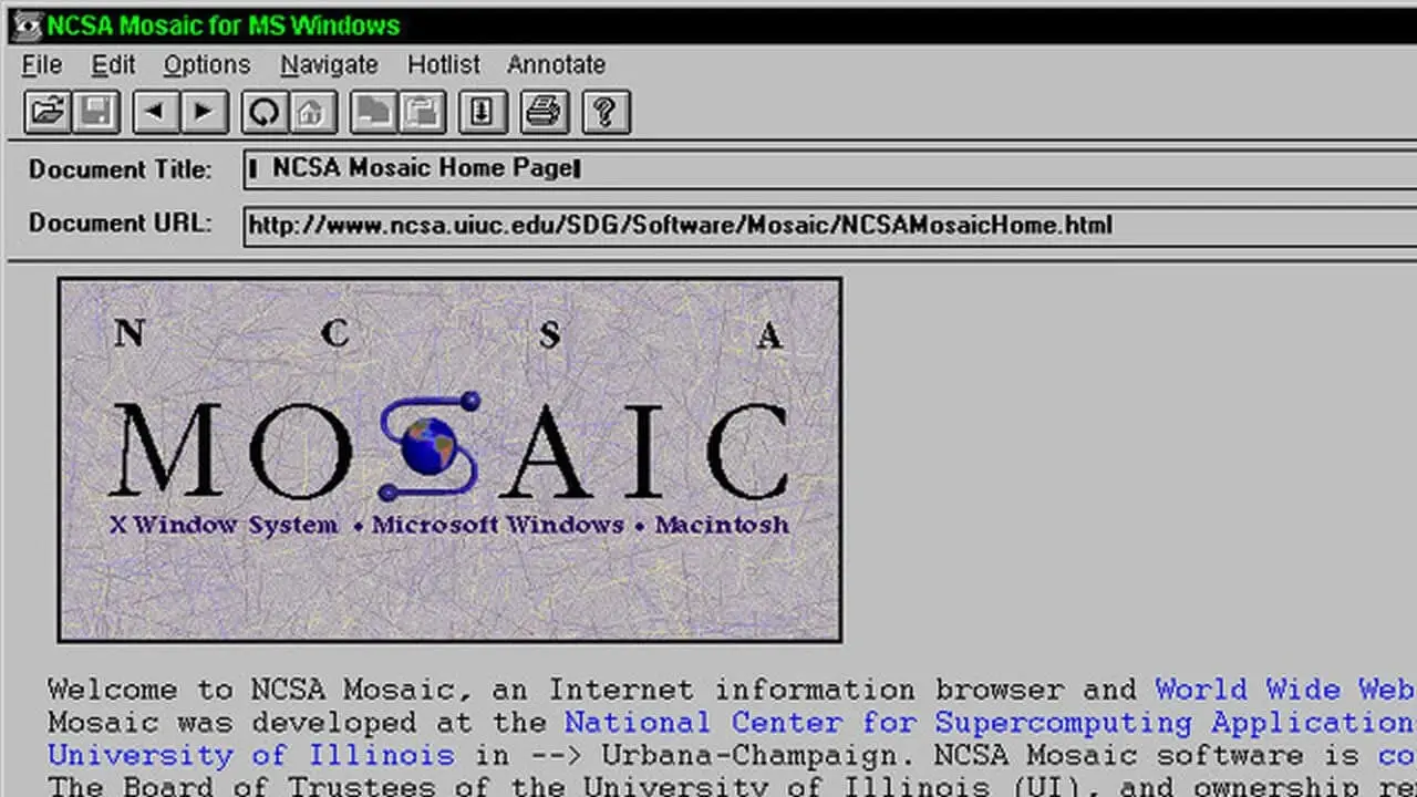 Mosaic, el primer navegador con interfaz gráfica de uso popular