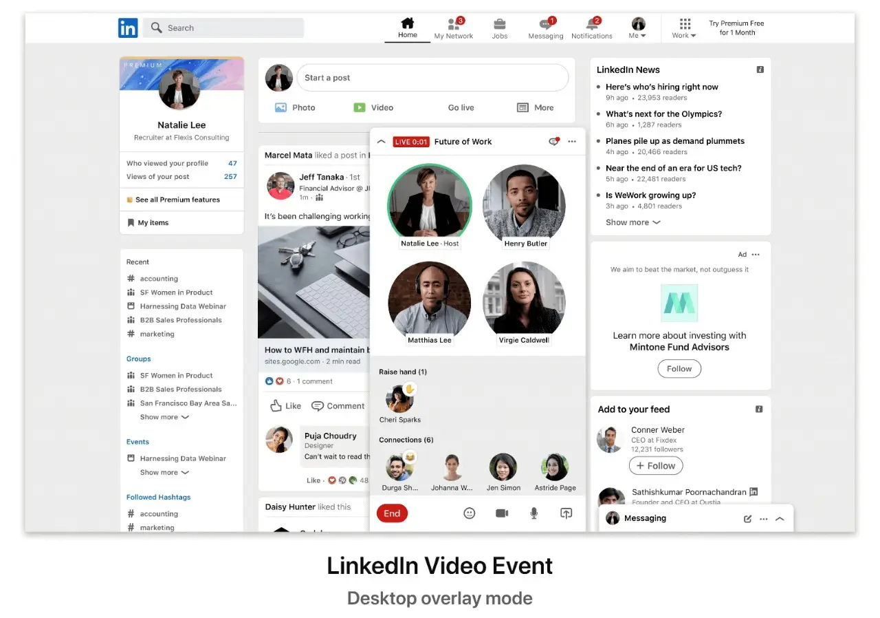 Con Linkedin Live, los usuarios podrán 