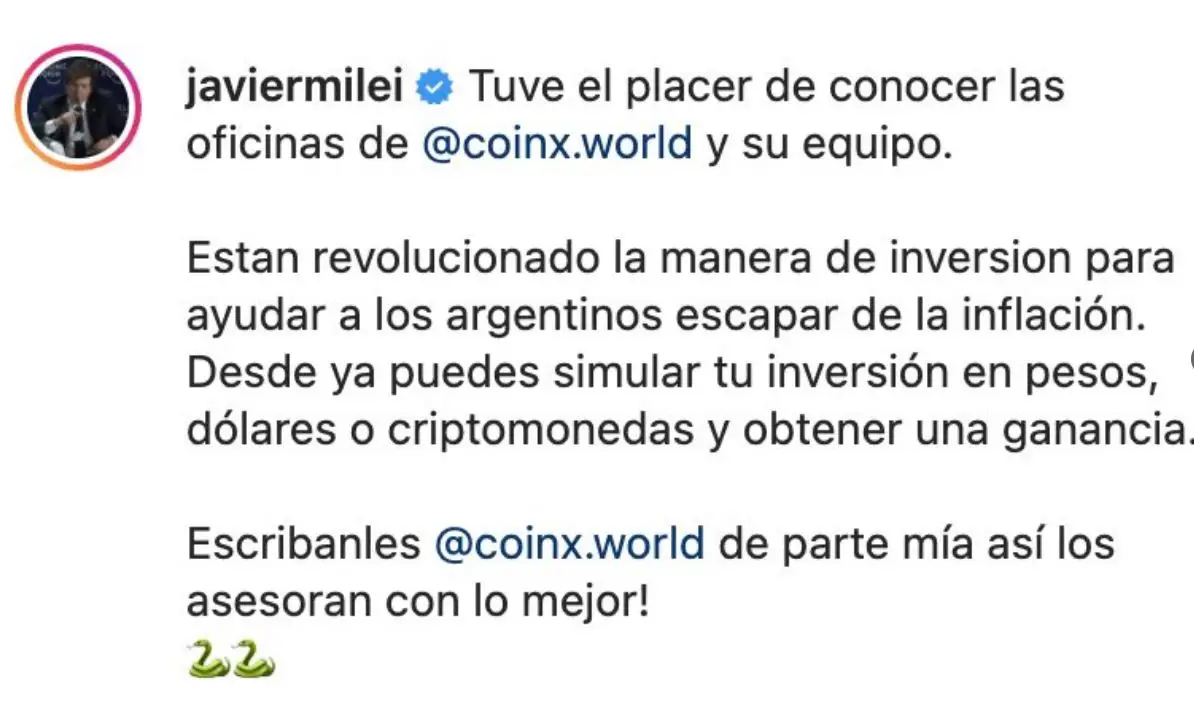 La polémica publicación de Javier MIlei en redes sociales