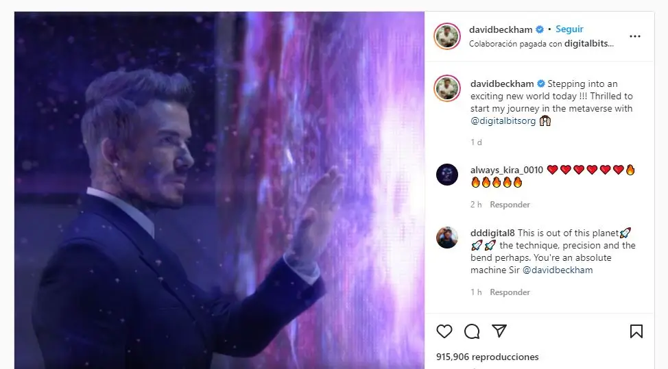 La publicación de Beckham en redes sociales