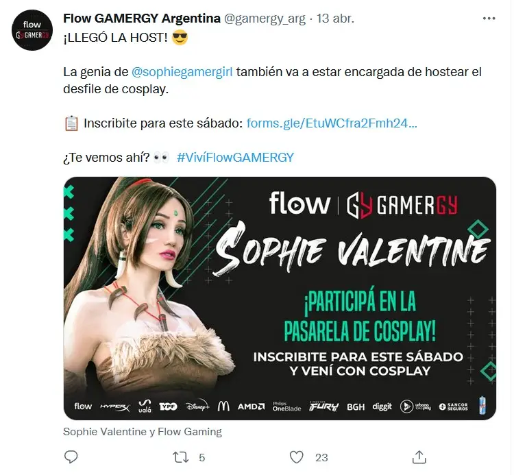 Sophie Valentine estará presente