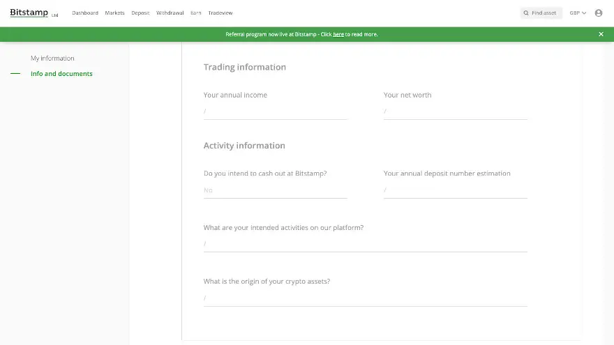 Información requerida por Bitstamp. Fuente: Bitstamp