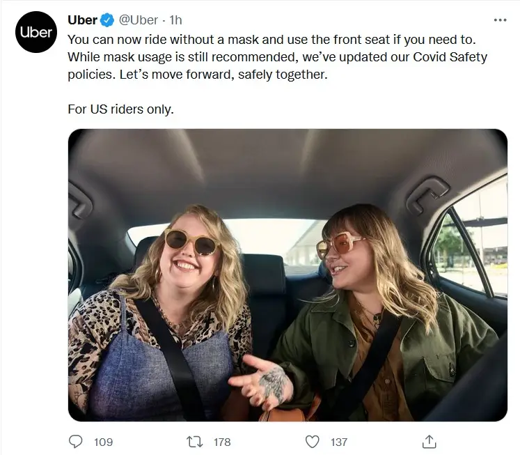 El mensaje oficial de Uber en Twitter