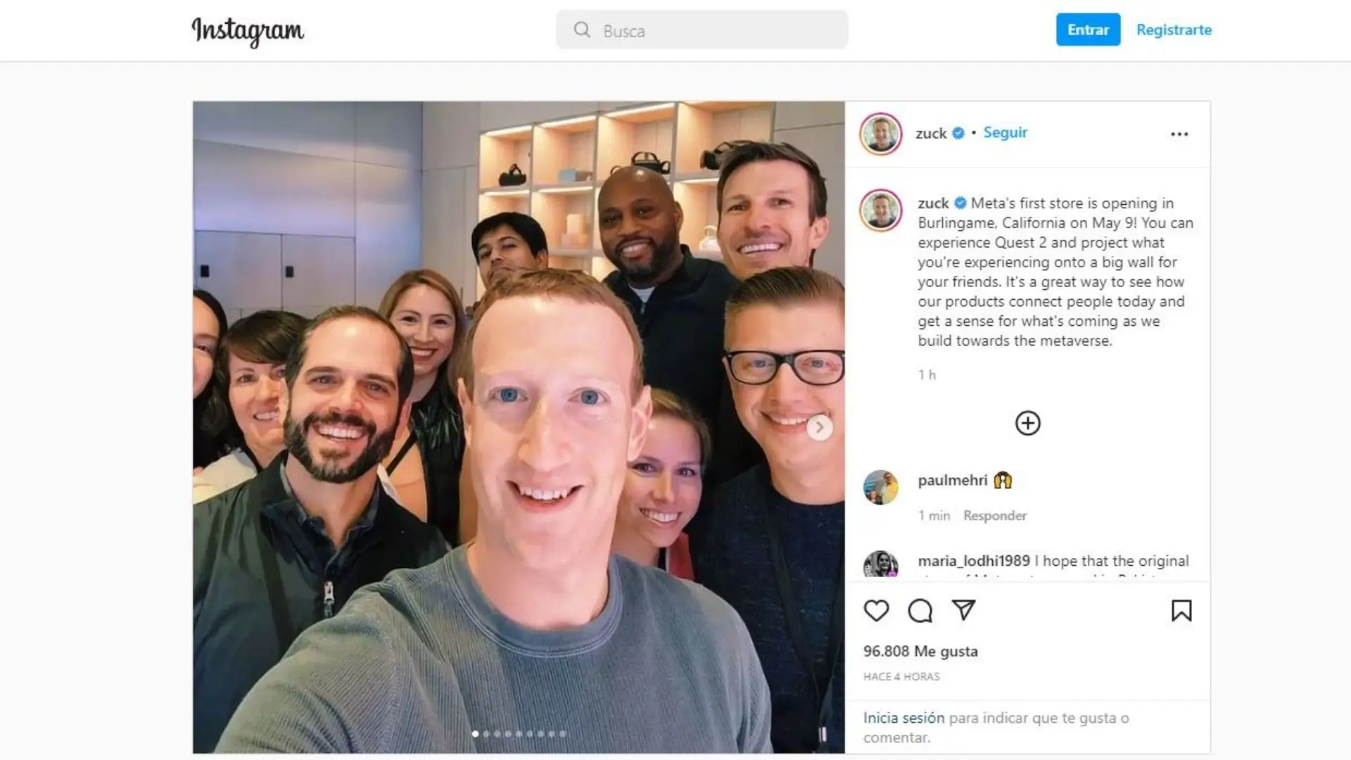 Zuckerberg confirmó la apertura de las nuevas oficinas en un posteo en su cuenta oficial de Instagram