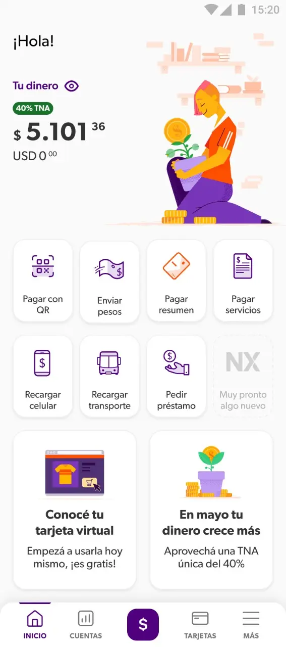 Cuenta remunerada en Naranja X con el rendimiento del 40%