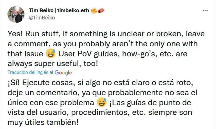 El pedido de Tim Beiko