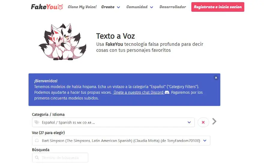 Es tan facil como seleccionar el idioma, la voz, y escribir el texto