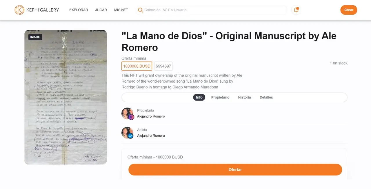 NFT inspirado en Maradona