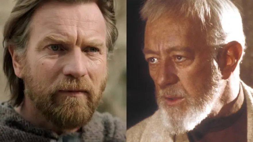 Ewan Mc Gregor y Alec Guinness interpretando a Obi-Wan Kenobi