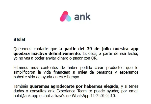 El comunicado de Ank