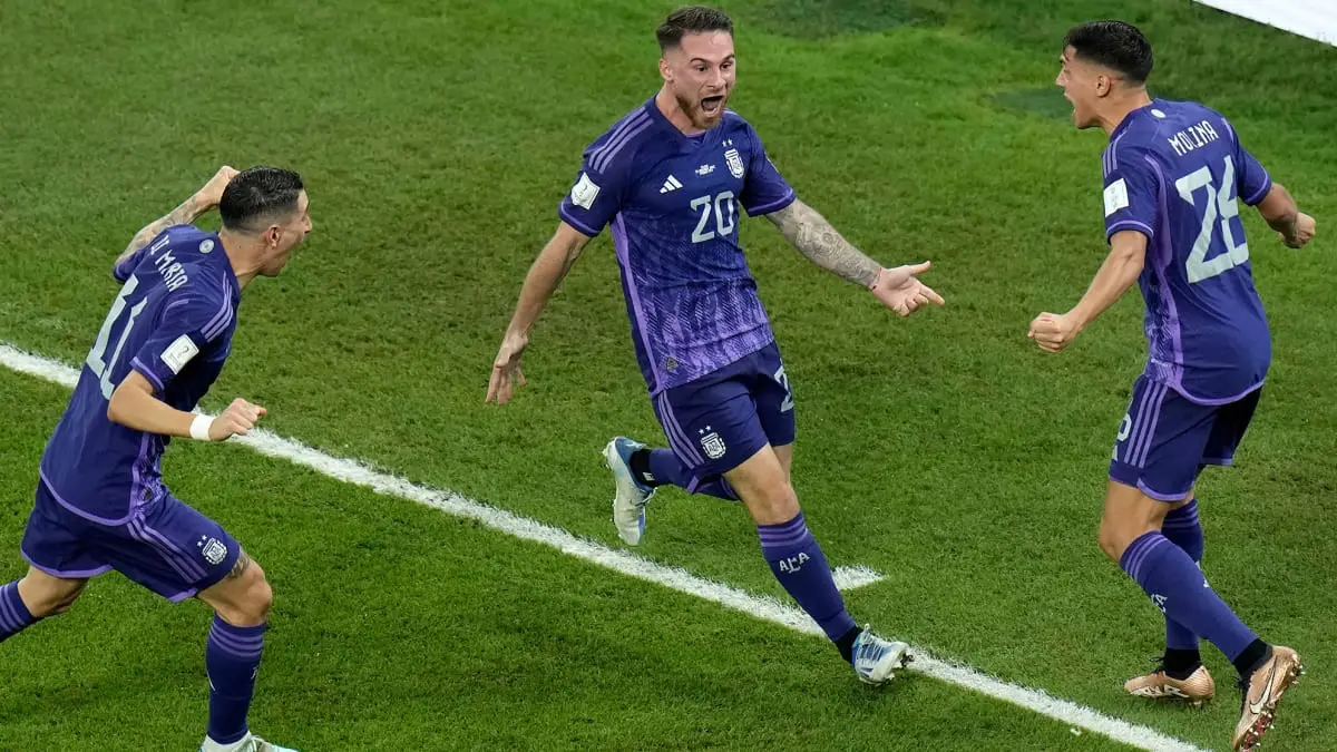 Argentina utilizó su indumentaria suplente únicamente en el partido ante Polonia con victoria por 2-0 para el elenco nacional