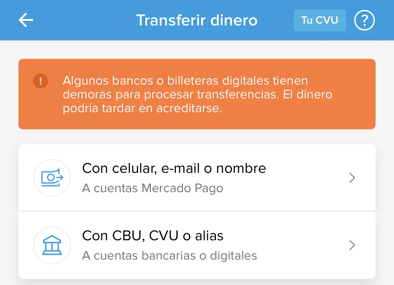 Mercado Pago mostró fallas en su app para realizar transferencias.